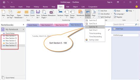 sort onenote section  number   office onenote gem add ins