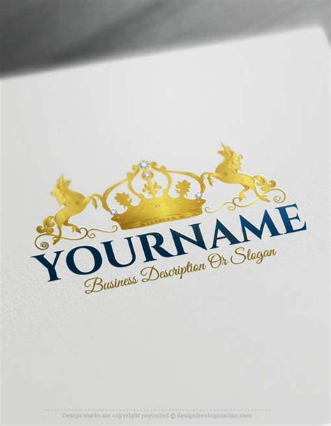 logo maker create   crown unicorn logo design