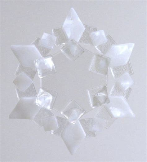 Last One Fused Glass Snowflake Ornament Suncatcher White And Clear