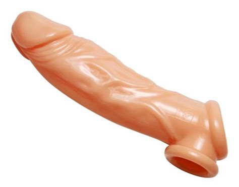 Realistic Penis Enhancer And Ball Stretcher Beige On