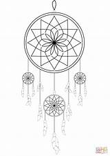 Catcher Dream Coloring Drawing Pages Dreamcatcher Easy Tattoo Printable Mandala Colouring Catchers Flower Mandalas Adult Colorings sketch template