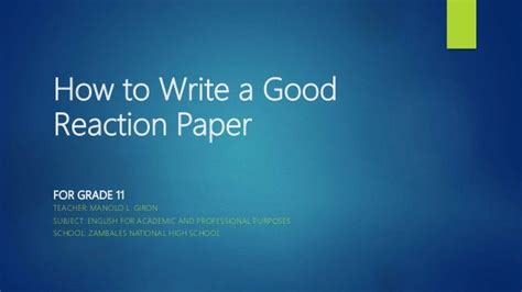 write  good reaction paper
