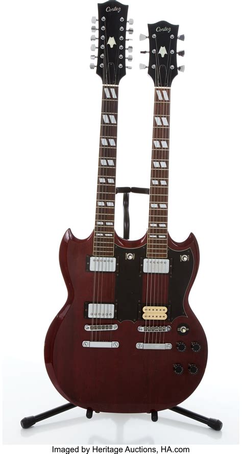 cortez double neck sg style cherry electric guitar  lot  heritage auctions
