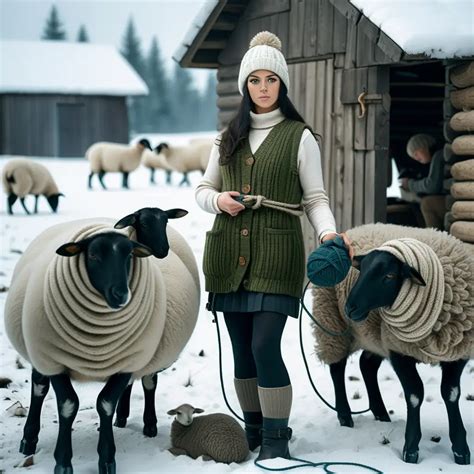 Russian Farm Girl Tending Sheep In Winter Wonderland Muse Ai
