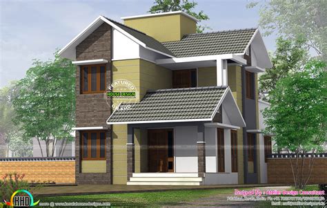 small slope roof double storied house kerala home design  floor plans