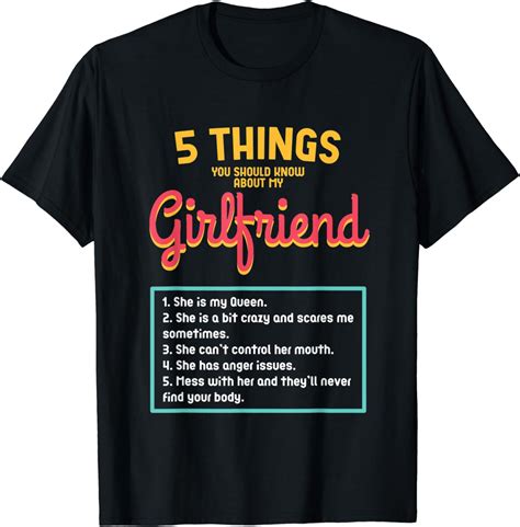 mens 5 things you should know about my girlfriend t shirt