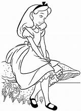 Alice Coloring Thoughtful Wonderland sketch template
