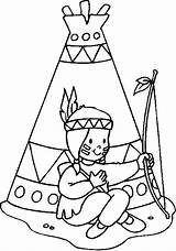 Indian Coloring Child Tepee Sitted Front His American Drawings Native Pages Printable Color Patterns Tipi Gif Printables sketch template