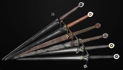 3d Model Claymore Medieval Sword With Multiple Texture Variations Vr