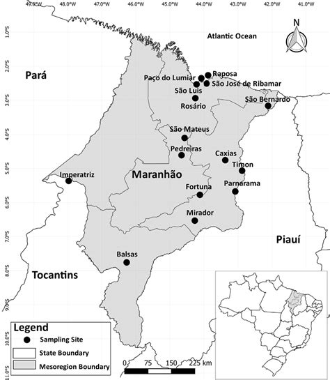 map   brazilian state  maranhao showing  municipalities   scientific
