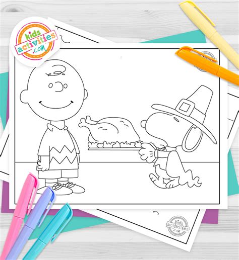 festive charlie brown thanksgiving coloring pages kids activities blog