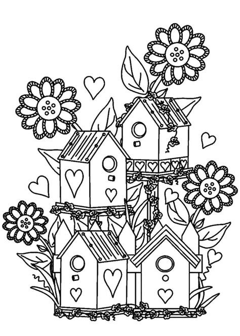 coloring pages  houses  gardens