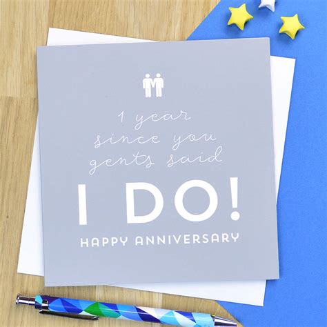 same sex male anniversary card by pink and turquoise