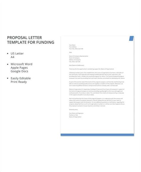 sample proposal letter templates   ms word pages