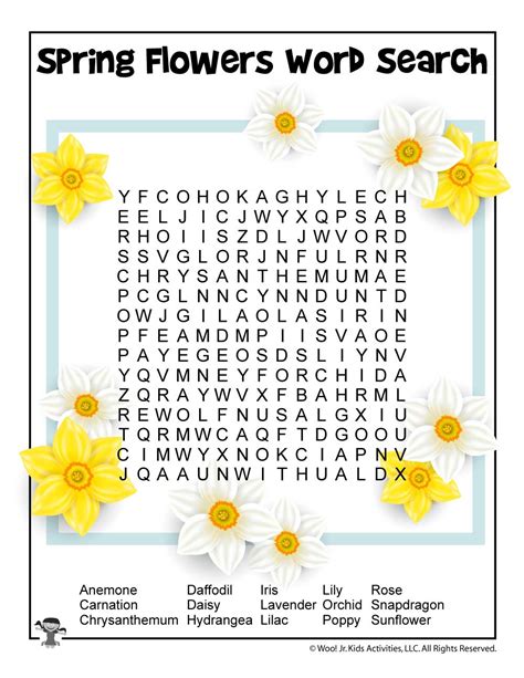 spring word search  printable