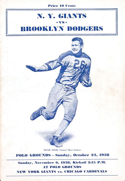 nfl program new york giants vs brooklyn dodgers october