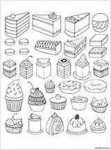 Coloring Pages Desserts Popular Cake sketch template