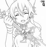 Sword Online Sao Coloring Pages Lineart Anime Shino Swords Drawing Asada Salvo Getdrawings Comments sketch template