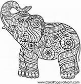 Coloring Animal Pages Adults Printable Zentangle Animals Elephant Challenging Kids Mandala Clipart Stylized Vector Style Difficult Grown Print Ups Advanced sketch template