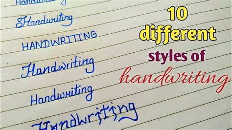 types  handwriting styles  english beautiful