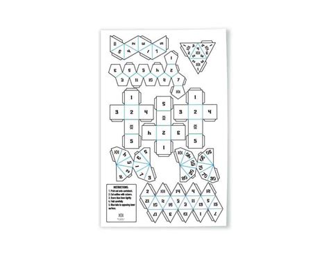 oc full set  printable foldable paper dice
