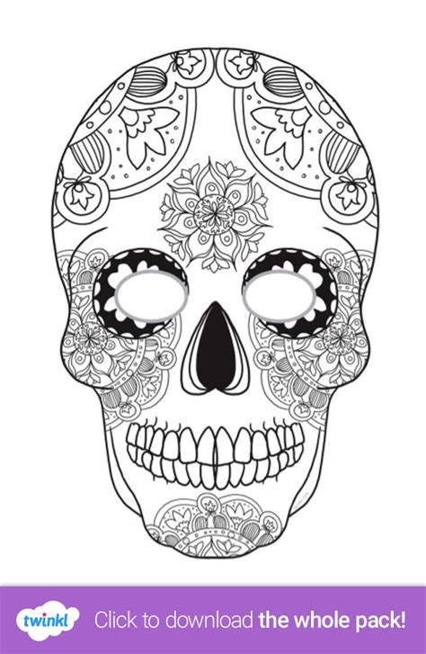 day   dead sugar skull colouring template skull masks art