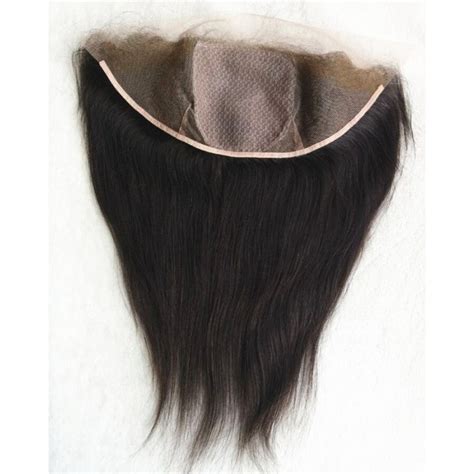 burmese virgin silk straight lace frontal   silk base  black