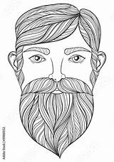 Zentangle Beard Adu Mustache Snor Baard Portret Geek Patterned Panki sketch template