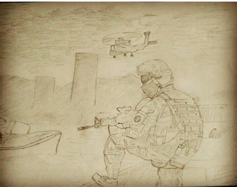 pencil drawing   soldier   plane   background   person standing