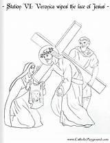 Coloring Station Sixth Cross Stations Jesus Veronica Wipes Face Pages Six Playground Catholic Print Catholicplayground Lenten Seleccionar Tablero Seventh Choisir sketch template