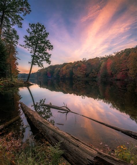 The Sun Sets Over Rose Lake In Hocking Hills Ohio Just A