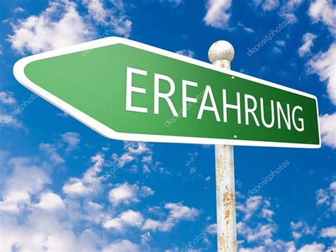 erfahrung german word  experience street sign illustration  front  blue sky