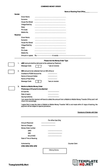blank money order template  template collection money order