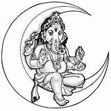 Ganesha Gods Ganesh Hanuman Crescent Ausmalbilder Mythology Goddesses Ausmalbild Shree Coloringhome sketch template