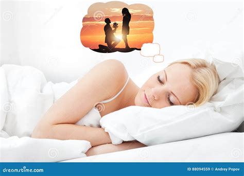 Woman Having Romantic Dreams While Sleeping Stock Image Image Of