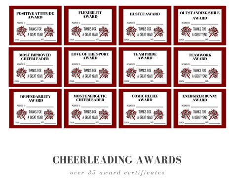 cheerleading award certificates maroon gray  white pom poms etsy
