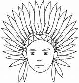 Indian Coloring Pages Printable Native American Headdress Printables Color Thanksgiving Template Headband Indians Longhouse Getcolorings Preschool India Print Choose Board sketch template