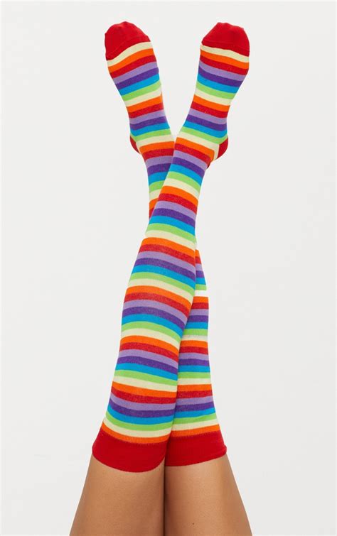 Rainbow Over Knee Socks Accessories Prettylittlething Aus