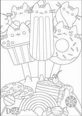 Pusheen Coloring Pages Ice Doodle Cream Donut Kids Color Cake Food Printable Candy Print Creams Doodling Delicious Cakes Head Coloringbay sketch template
