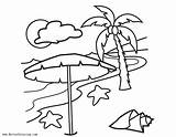 Tree Palm Coloring Pages Seashell Clouds Printable Drawing Kids Fall Clipartmag Step sketch template