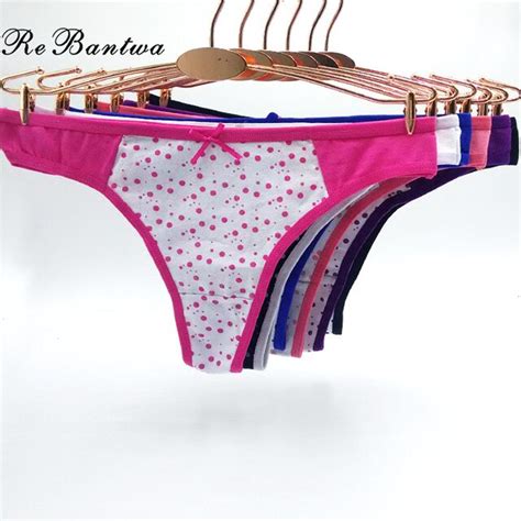 rebantwa 10pcs cute g string cotton tanga women dot sexy bikini panties