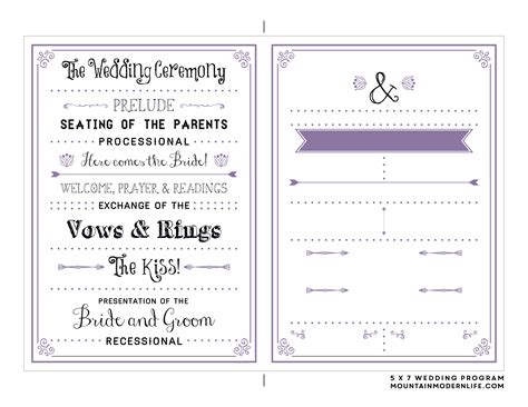 wedding program template printable