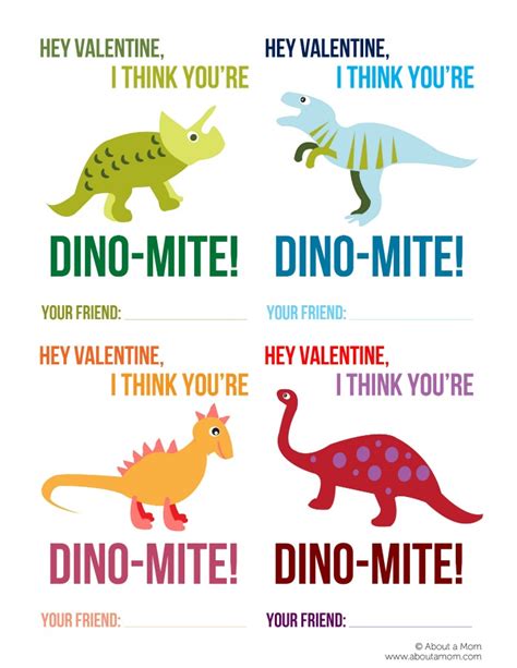 printable dinosaur valentines   mom