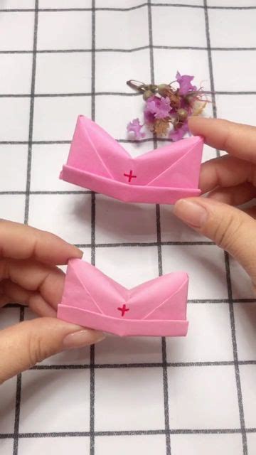nurse hat origami handmade tutorial video flower diy crafts flower