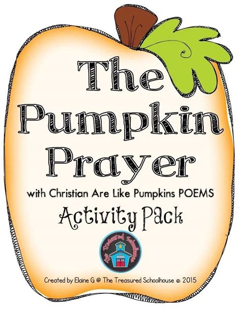 pumpkin prayer activity pack christian classroom pumpkin poem
