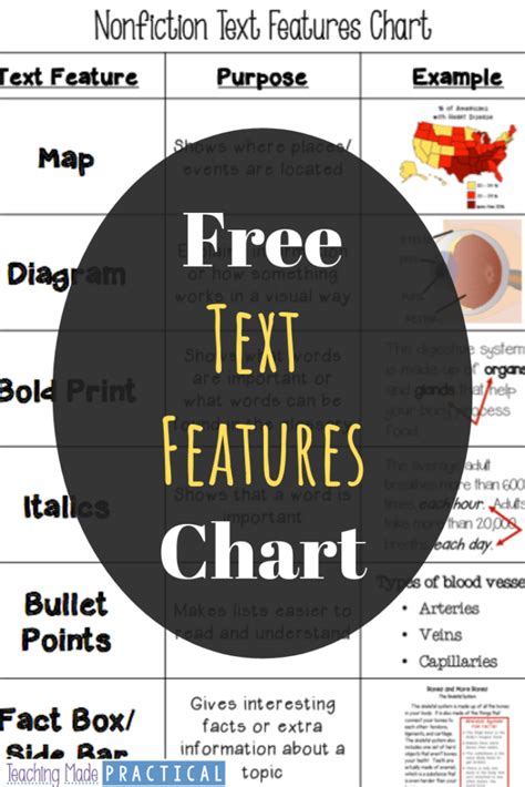 text features chart  images informational text features