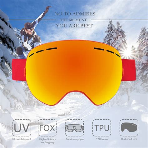 Brand Ski Goggles Double Layers Uv400 Anti Fog Big Ski Mask Glasses