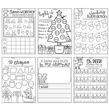 christmas worksheet booklet kindergarten  grade bf