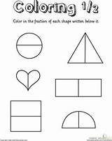 Fraction Fractions Math Kindergarten Halves Printable Ks1 Child Kinder sketch template