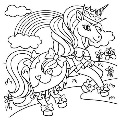 premium vector unicorn princess coloring page  kids